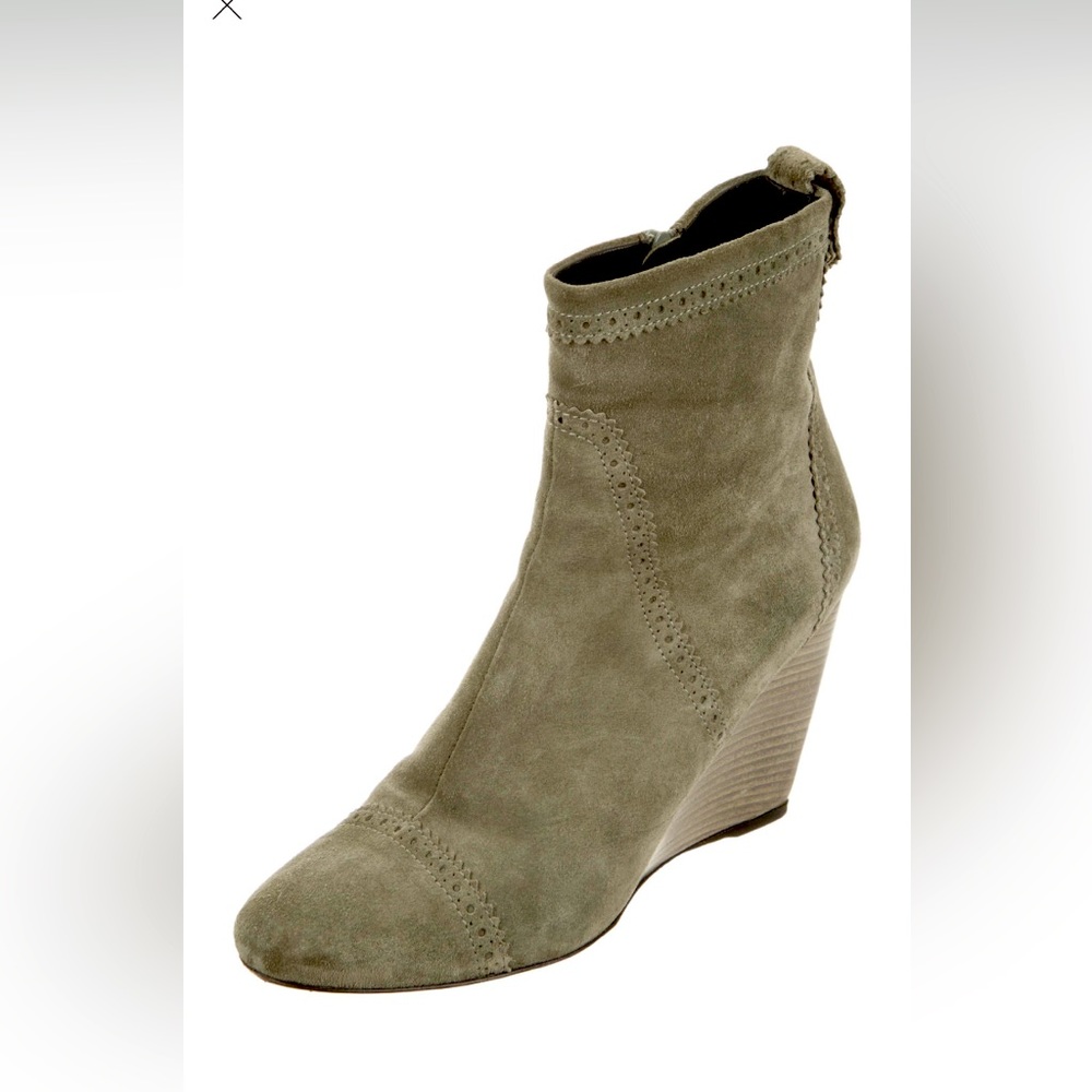 BALENCIAGA SUEDE WEDGE ANKLE BOOTIES EU 39.5 OLIVE GREEN